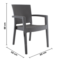 Set 2 Chaises NARCISO résine effet rotin avec accoudoirs empilable pour Outdoor