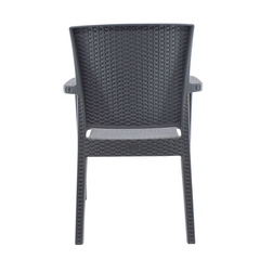 Set 2 Chaises NARCISO résine effet rotin avec accoudoirs empilable pour Outdoor