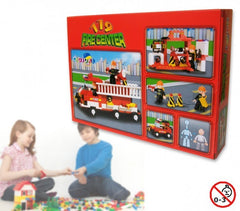Jeu de construction Pompiers - 190 piéces à assembler - 2 personnages -M38-B3000