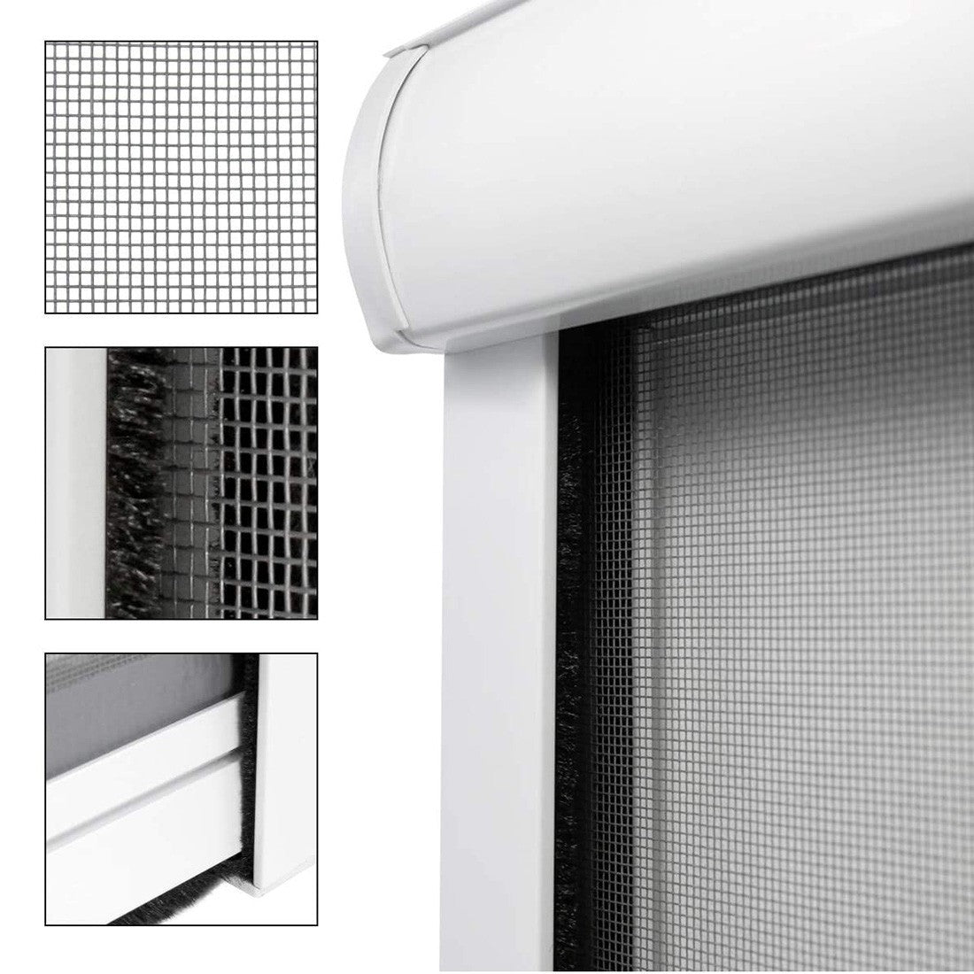 Moustiquaire Enroulable Fenêtre 150X250cm Kit de Bricolage Réductible Coulissant
