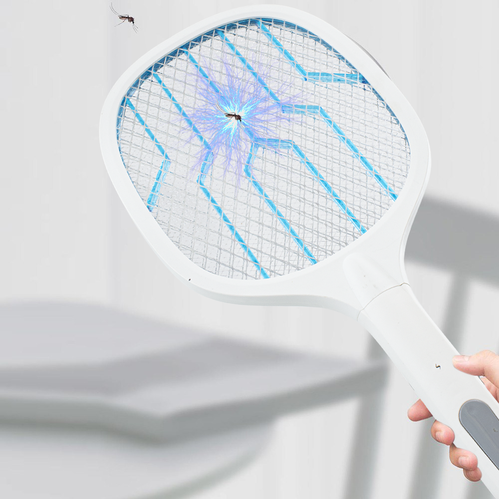 098224 Raquette électrique anti-insectes rechargeable anti moustique lumière UV