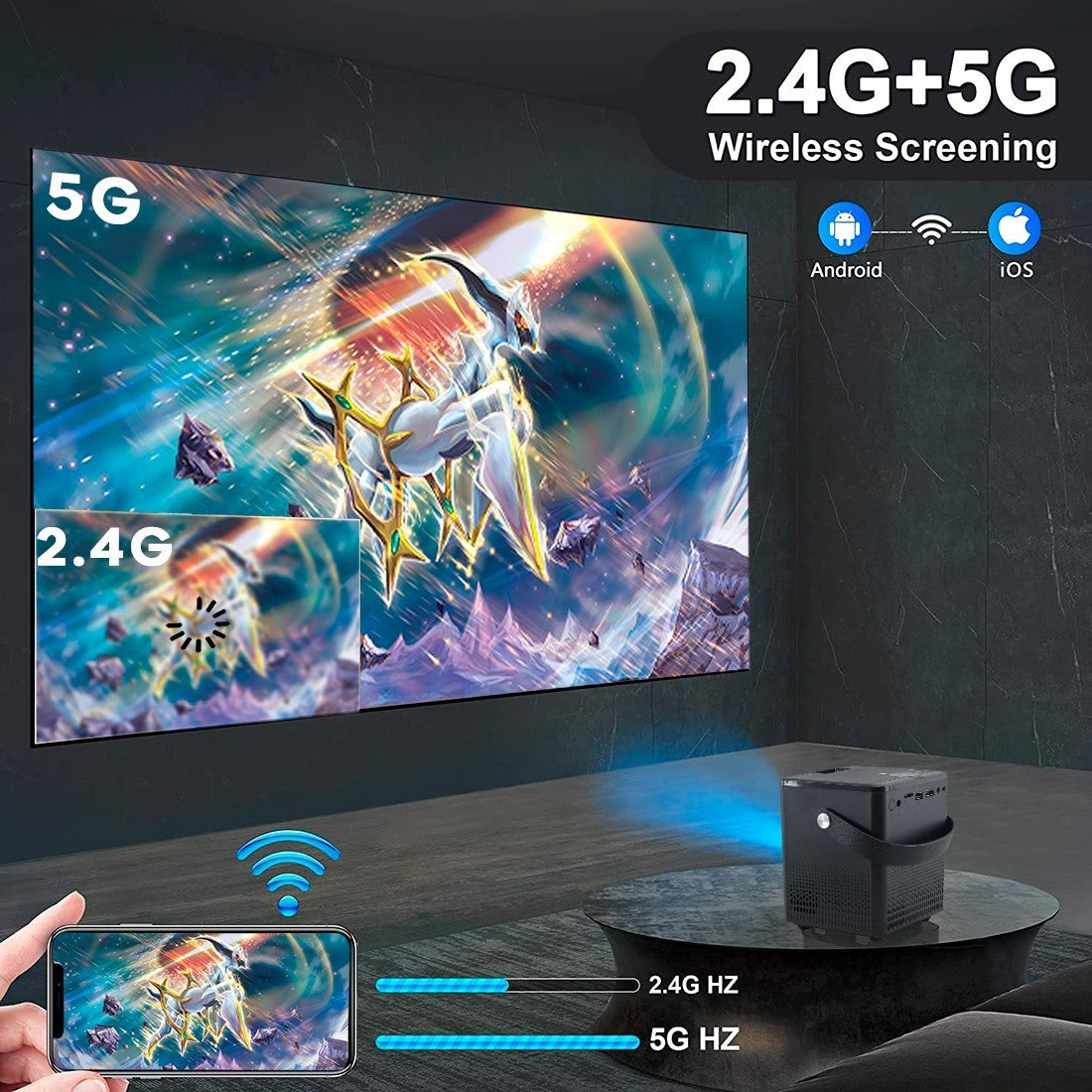 321345 Mini projecteur Ultra 4K Écran 27" Projecteur vidéo portable WI-FI