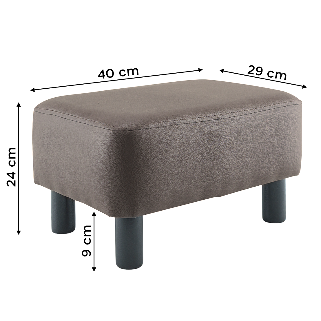 Repose-Pieds Pouf Rectangulaire Faux Cuir Pieds en Bois ou Tabouret de Chambre