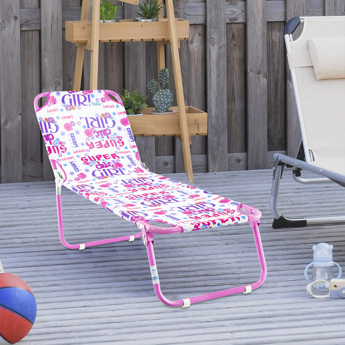Chaise longue de plage enfant COVERI chaise longue pliante et réglable en métal