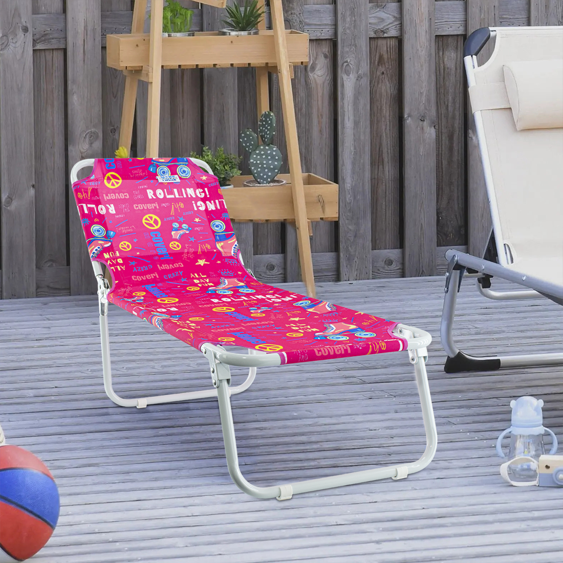 Chaise longue de plage enfant COVERI chaise longue pliante et réglable en métal