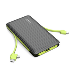 Slim Power Bank 10000 mAh Chargeur Portable Slim 3 Prises Câbles Inclus