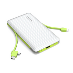 Slim Power Bank 10000 mAh Chargeur Portable Slim 3 Prises Câbles Inclus