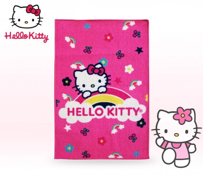 Tapis enfants HELLO KITTY - garçon et fille - rose (67 x 100 cm) - Décor-