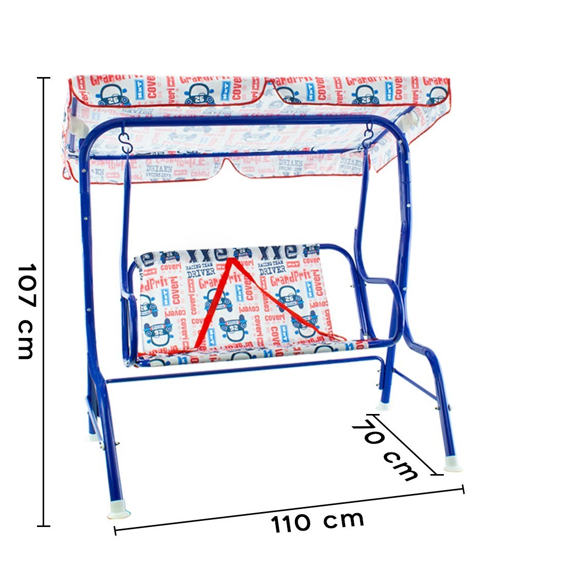 Balançoire de jardin 2 places pour enfants COVERI parasol ceintures de sécurité