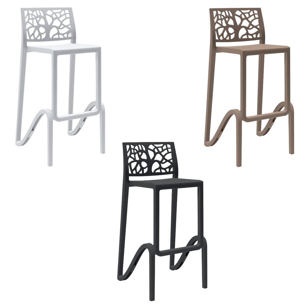 Tabouret de bar ou haut de cuisine ZEFIRO empilable renforcé en Polypropylène