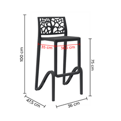Tabouret de bar ou haut de cuisine ZEFIRO empilable renforcé en Polypropylène