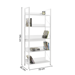 KTP750 bibliothèque en bois design moderne avec 5 étagères pour bureau 73x176x35