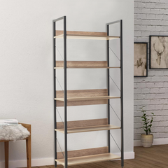 KTP750 bibliothèque en bois design moderne avec 5 étagères pour bureau 73x176x35