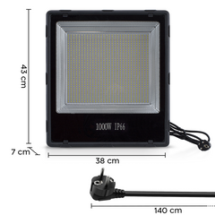 Lampe frontale 1000W avec lumière blanche froide 1200 LED pour extérieur IP66