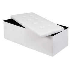 Chaise de rangement pliante pour bottes en simili cuir avec couvercle rembourré