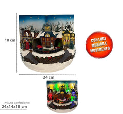 Livre Village de Noël 361017 Décoration de Noël Mouvement Sons Lumineux 18x24cm