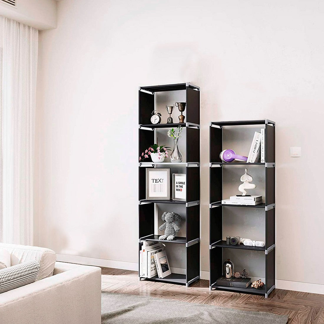 Bibliothèque 5 étagères modulables pour salon 50x30x180 cm