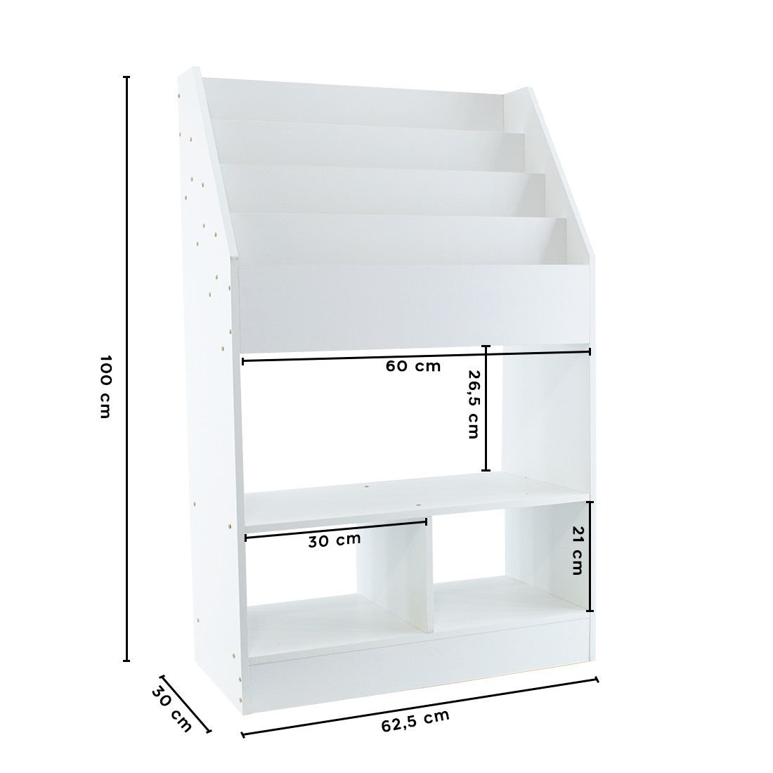Étagère polyvalente pour bibliothèque pour enfants Montessori porte-jouets Blanc