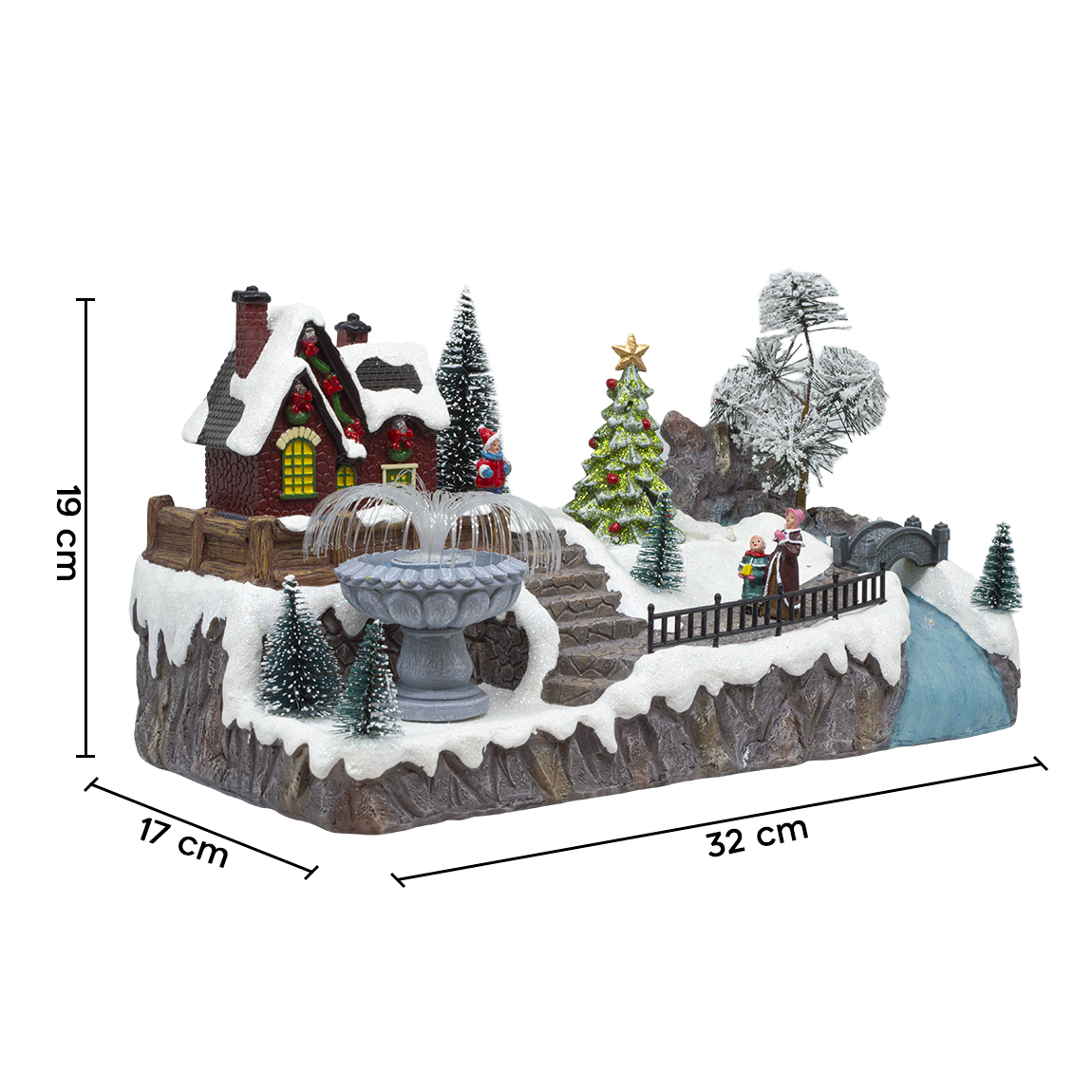 Village de Noël 32x17x19cm 361069 Décoration avec Lumières, Musique et Mouvement