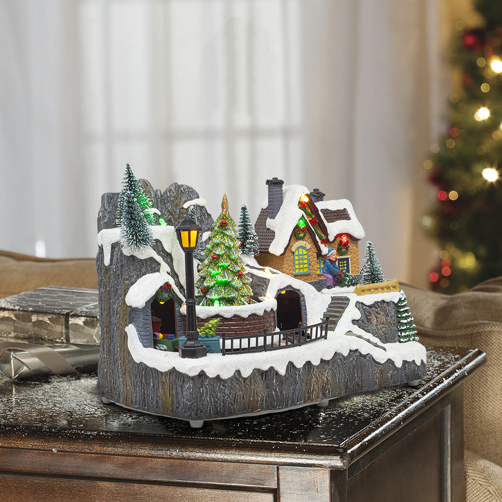 Village de Noël 23x15x18 cm 361073 Décoration avec Lumières Musique et Mouvement
