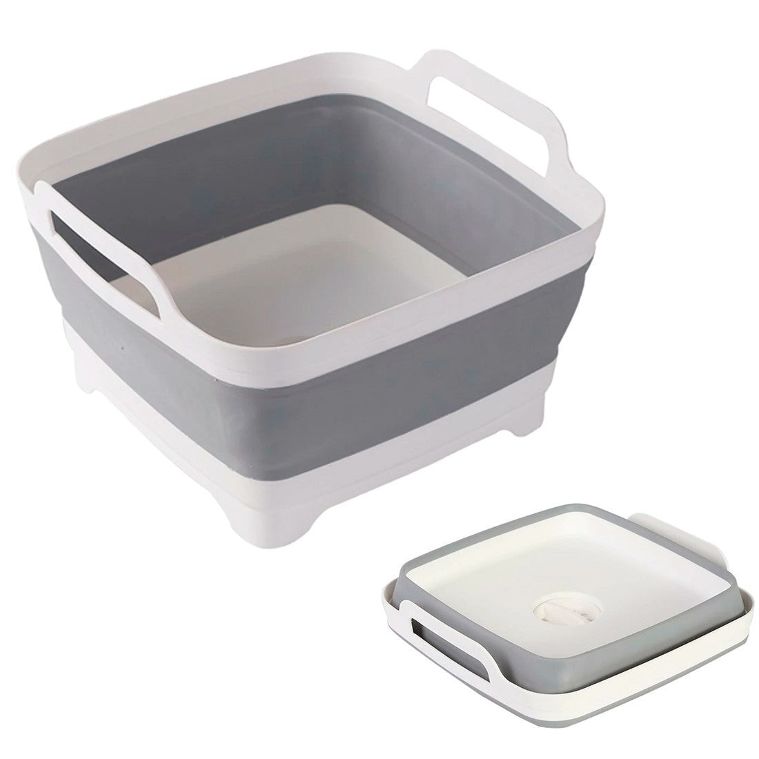 605806 Panier de lavage multifonction pliable en silicone avec bouchon vidange