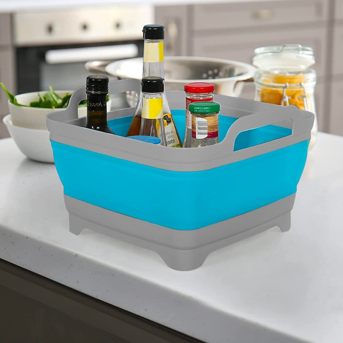 605806 Panier de lavage multifonction pliable en silicone avec bouchon vidange