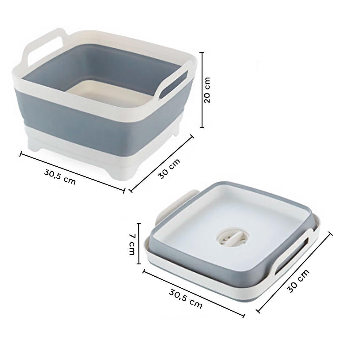 605806 Panier de lavage multifonction pliable en silicone avec bouchon vidange