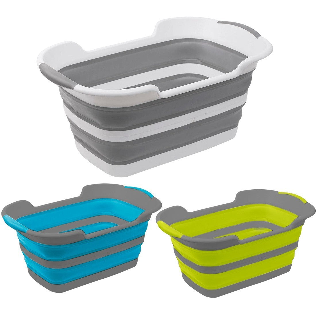 Panier à linge avec anses 605812 pliable silicone avec couvercle 27 litres