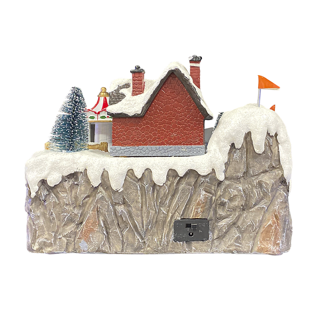 361075 Village de Noël 24x15x18cm décoré de Lumières, Musique et Mouvement