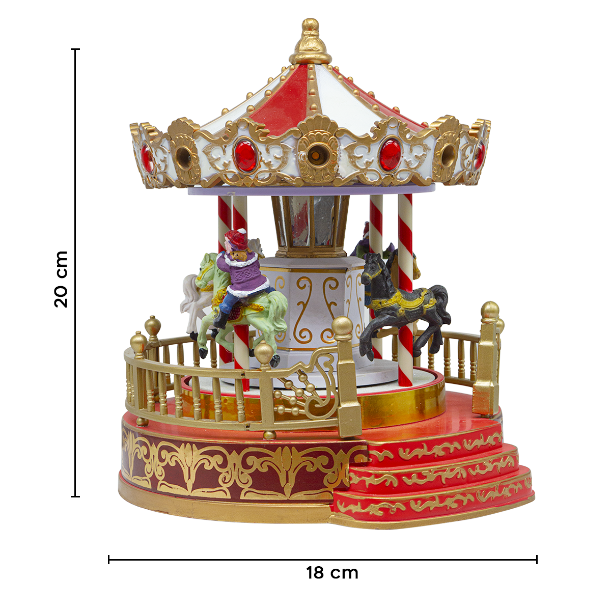 Carrousel de Noël 361045 avec lumières, sons et mouvement 18x18x20 cm