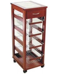 MAS019 Vesuvio Noyer chariot 82x38x48cm corbeille à fruits de cuisine en bois