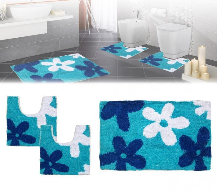 Ensemble de 3 pièces de tapis de bain avec motif floral - décoration et confort