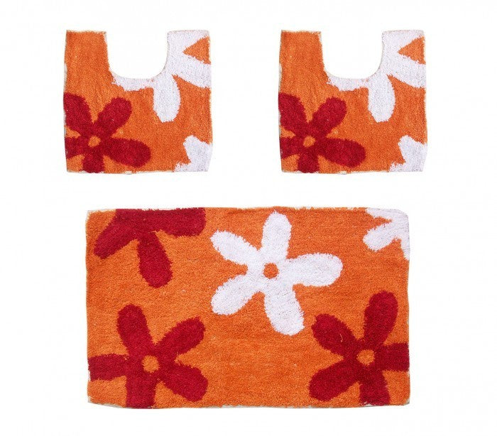 Ensemble de 3 pièces de tapis de bain avec motif floral - décoration et confort