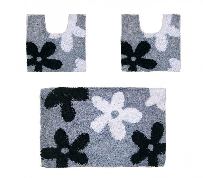 Ensemble de 3 pièces de tapis de bain avec motif floral - décoration et confort