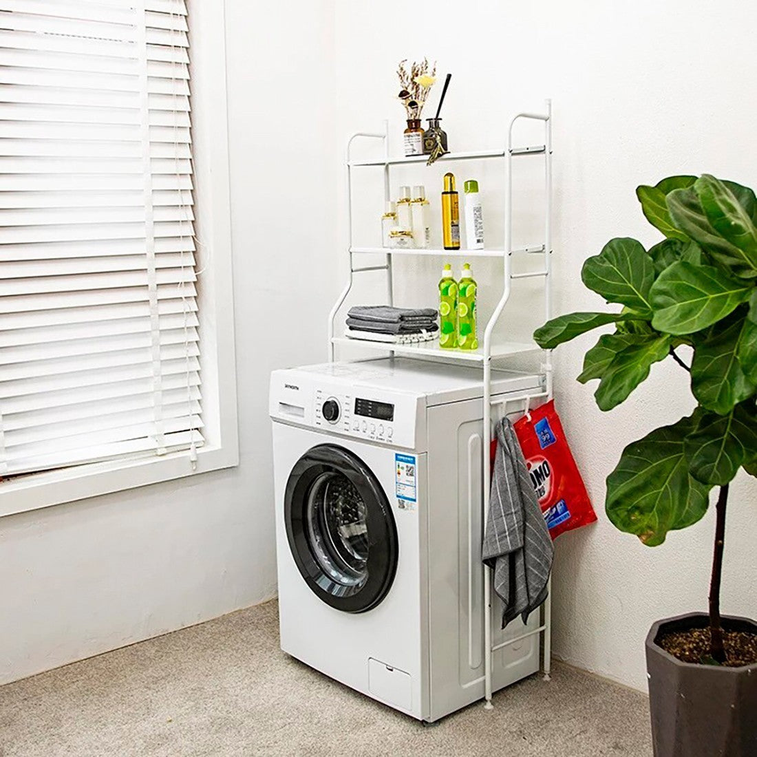 Étagère lave-linge 001066 organisateur de salle de bain peu encombrant 145x60x26