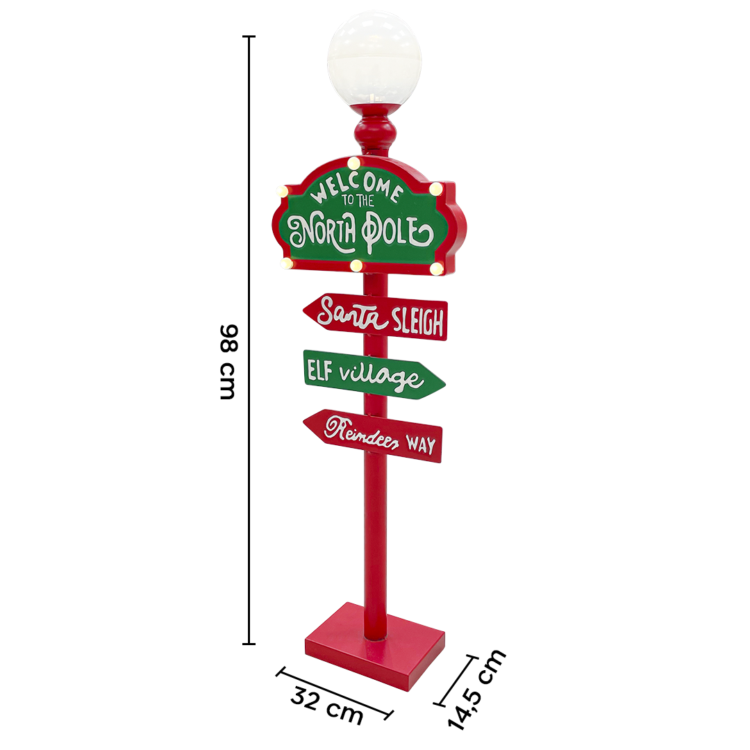 Plaque d'adresse 436015 Décoration Noël rouge et verte avec lumière 32x14cm
