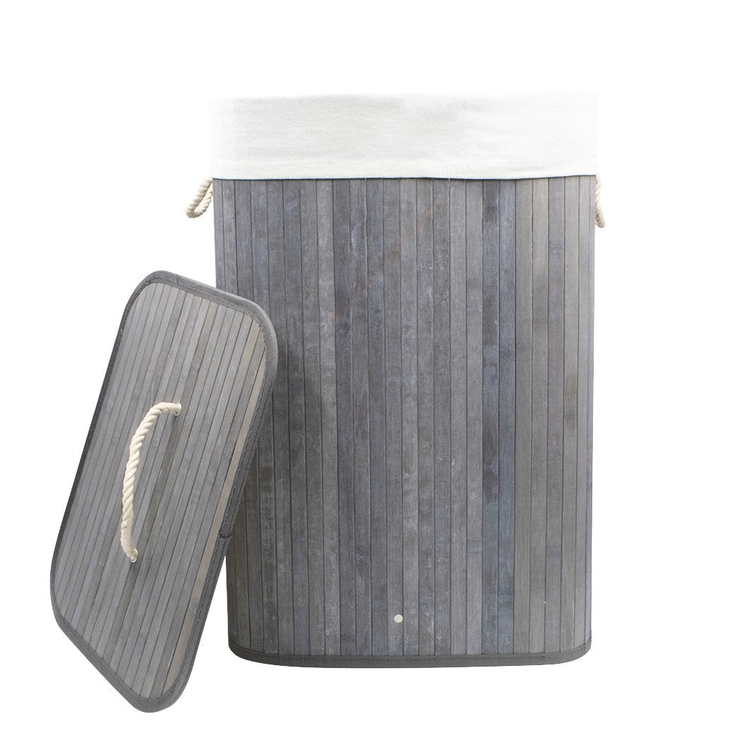 Panier de linge sale 60x40x25 cm, en bois avec manches et couvercle