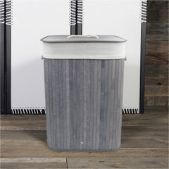Panier de linge sale 60x40x25 cm, en bois avec manches et couvercle