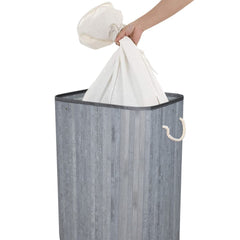 Panier de linge sale 60x40x25 cm, en bois avec manches et couvercle
