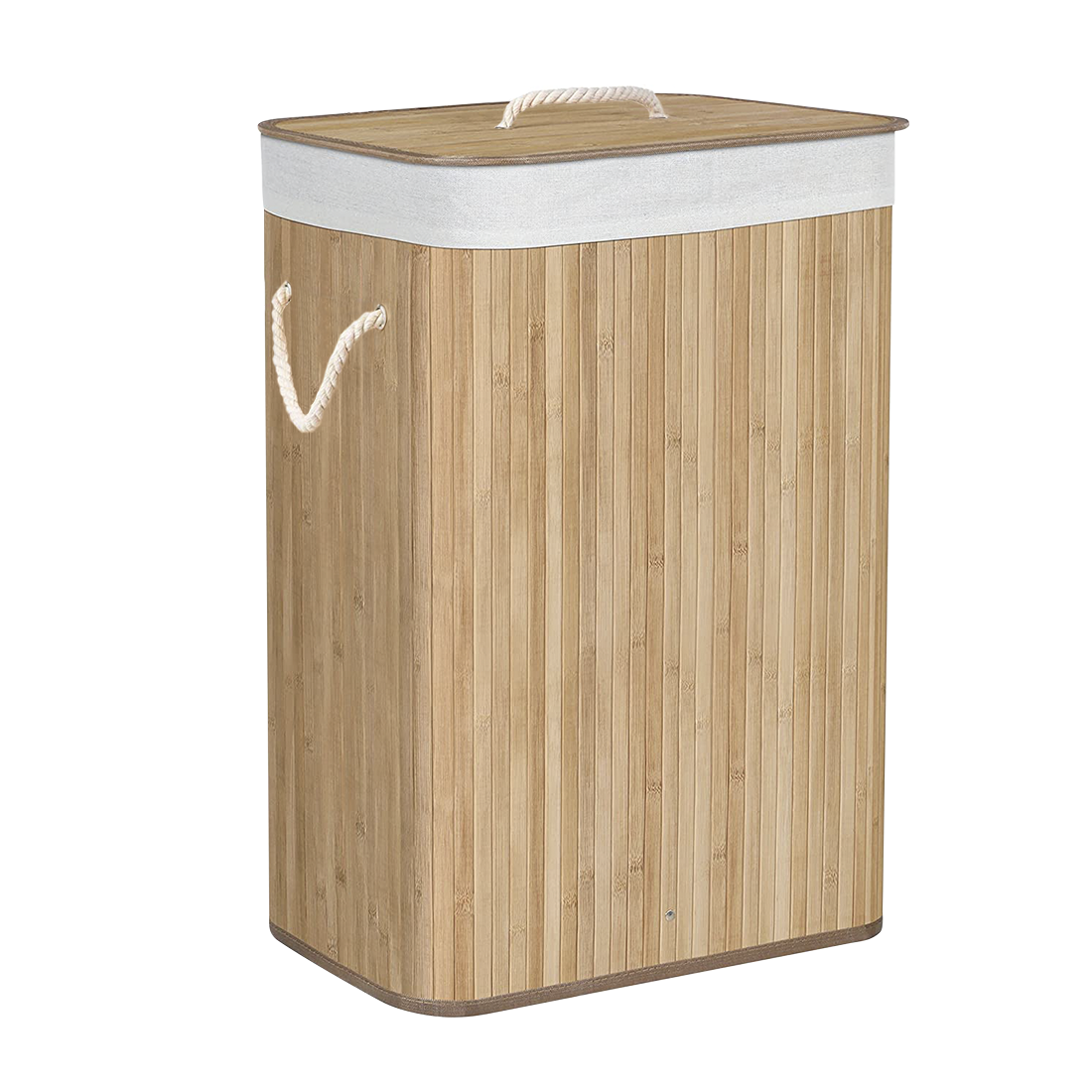 Panier de linge sale 60x40x25 cm, en bois avec manches et couvercle