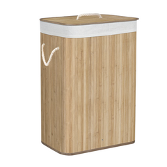 Panier de linge sale 60x40x25 cm, en bois avec manches et couvercle