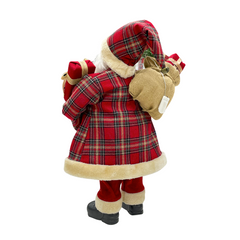 Père Noël écossais rouge 144246 Robe en velours 60 H cm avec mini lumières