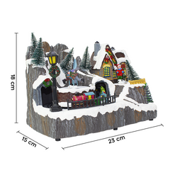 Village de Noël 23x15x18cm 361074 Décoration avec Lumières, Musique et Mouvement