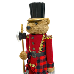 Casse-Noisette Ours 392051 Soldat Rouge avec Hache 80H cm Décoration de Noël