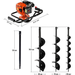 Vis sans fin essence moteur 2 temps 84979 52cc rallonge mélangeuse 50cm 3 points