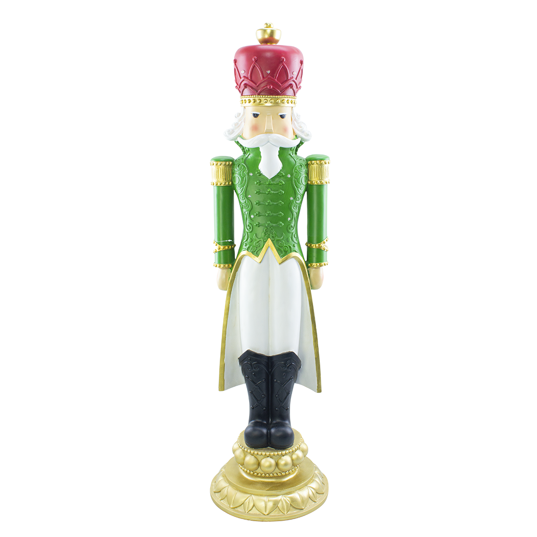 Casse-noisette de Noël soldat vert H117cm 436026 polyrésine avec mini lumières