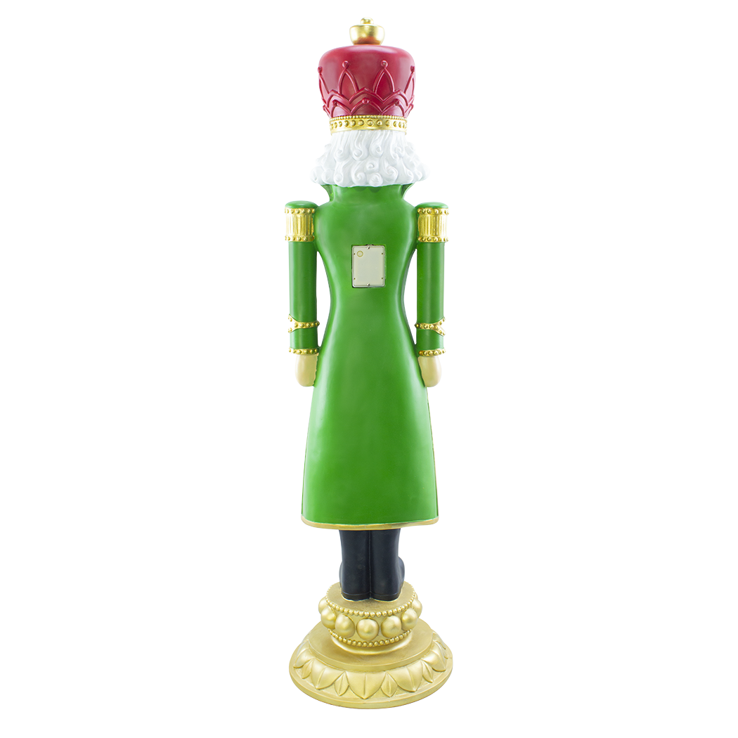 Casse-noisette de Noël soldat vert H117cm 436026 polyrésine avec mini lumières
