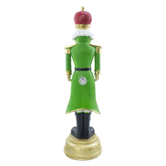 Casse-noisette de Noël soldat vert H71cm 436024 polyrésine avec mini lumières