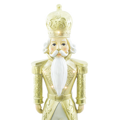 Soldat Casse-Noisette de Noël Blanc et Or H71cm 436023 Polyrésine avec lumières