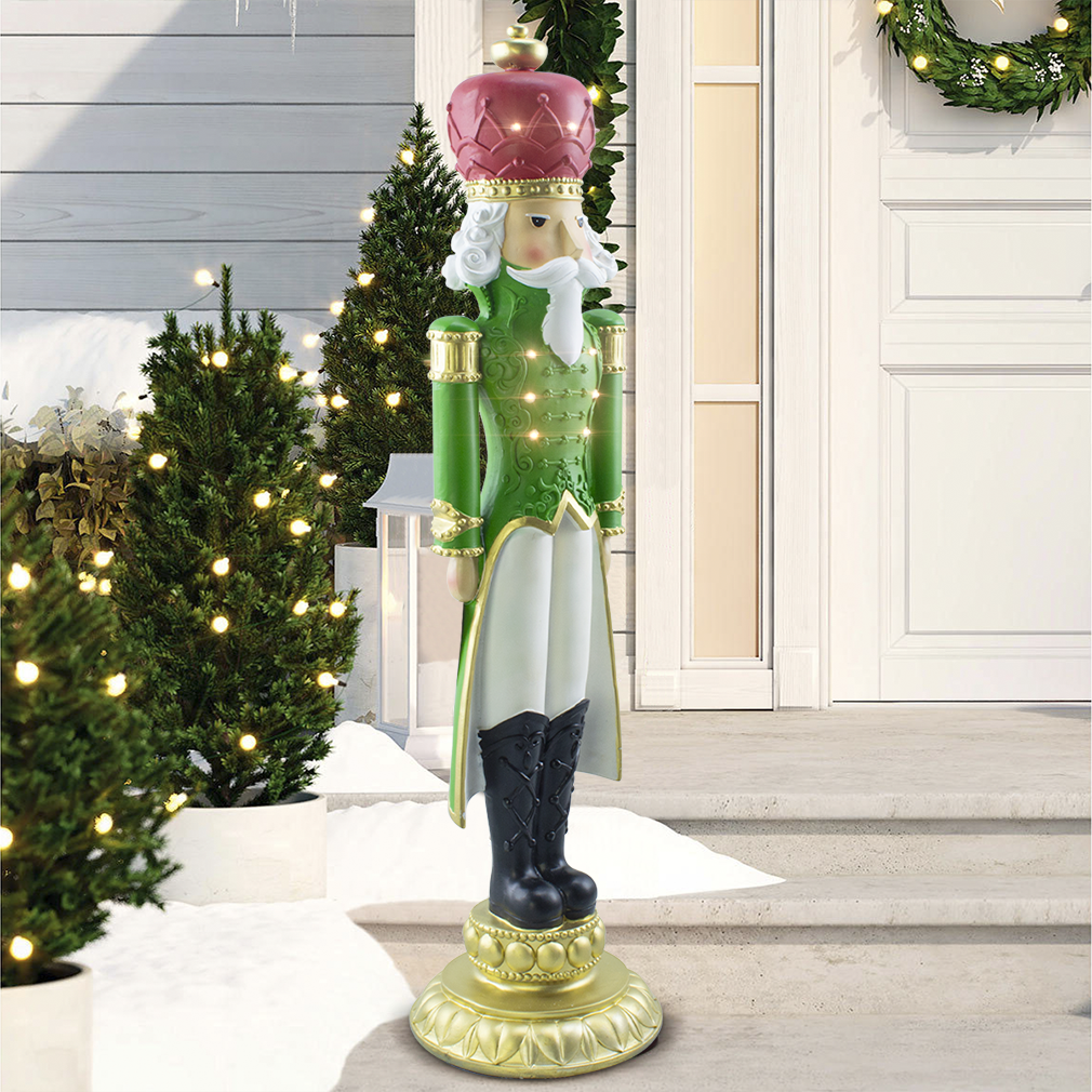 Soldat Casse-Noisette de Noël Vert H91cm 436020 Polyrésine avec mini lumières